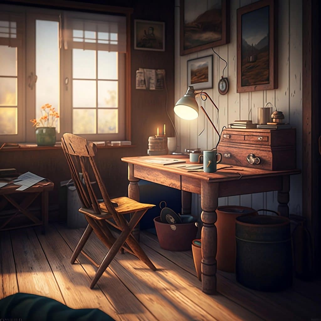 Calm home office space for online family mediation